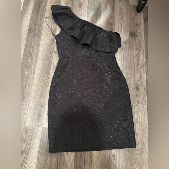 Halston Heritage Elegant Black One-Shoulder Dress size 8 party cocktail holiday - Picture 5 of 10